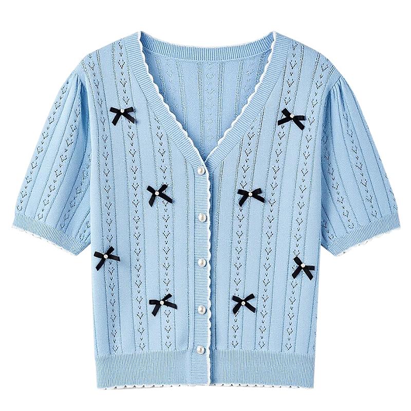 Women's Short V-Neck Knit Cardigan
