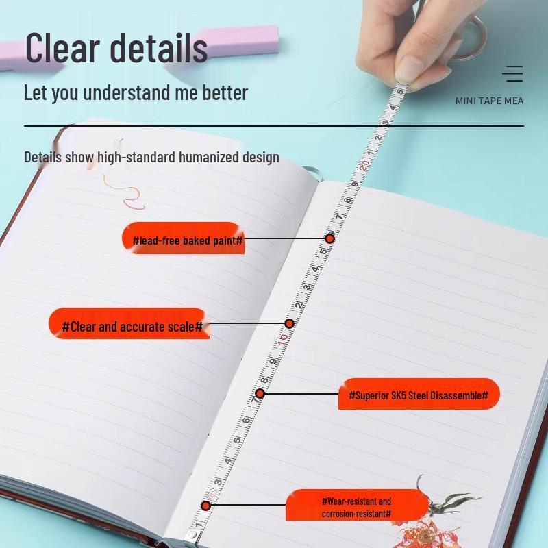 Portable 2m Mini Pocket Tape Measure with Keychain - Soft Steel for Household Use