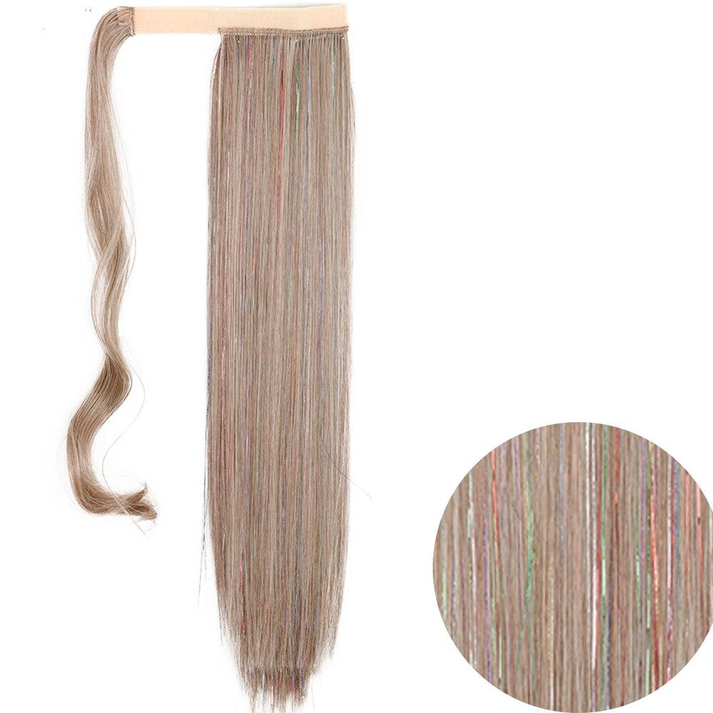 

LISI HAIR для женщин 22 дюйма мерцающий длинный прямой хвост для наращивания волос синтетическое волокно для наращивания волос вокруг хвоста для женщин 55 cm