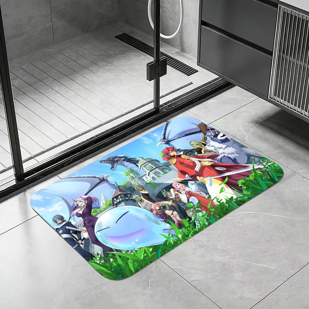 Anime T-Tensura Floor Mat Diatomite Bath Mat, Quick Dry Absorbent Non-Slip Door Mat