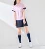 Jun Rope Mock Neck Short Sleeve Pullover with UV Cooling and Pink & Women's Color-Combo Protection, Quick-Drying, Touch, Anti-See-Through, (63)