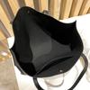 Women Tote Bag Large Capacity Black Simple Trendy PU Handbag Practical Tote Shoulder Bag Black Free Size