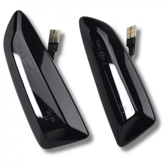 Side Indicators Set LED Dynamic For Vauxhall Grandland X 17- Repeater Black Pair