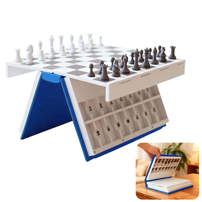 3D Printed Chess Book, Chess Set With Storage Books Design Folding Board Game For Adults Portable Compact Game Set