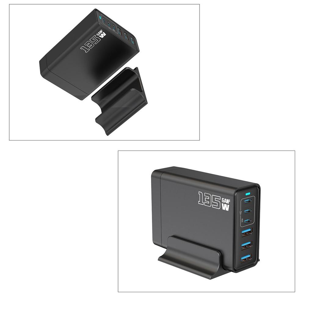 200W GaN Multi-Port Charger for Apple Laptops: 6-Port PD Fast Charging Plug