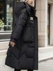 Solid Color Zip-Up Hooded Coat, Versatile Warm Quilted Detail Long Sleeve Mid-length Coat for Winter, Women's Clothing