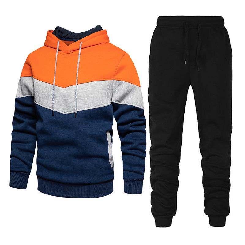 Men's 2021 Fashion Tracksuit: Long Sleeve Hooded Jacket & Pants Set for Spring/Autumn