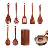 8pcs Wood Cooking Utensil Set Heat Resistant Cooking Tool Including Cooking Shovel, Cooking Spoon, Spoon Stand And Spoon Stand