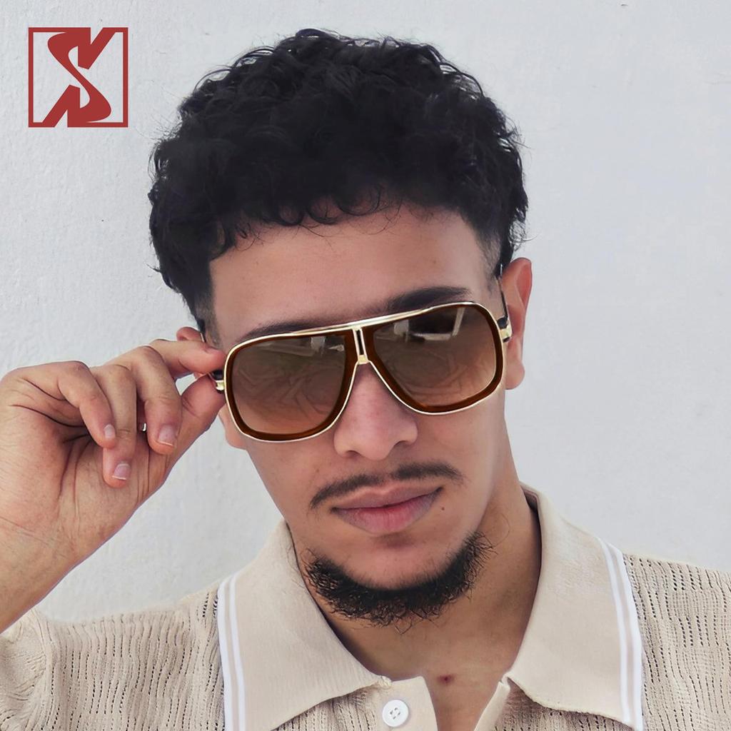 Oversized Retro 80s Vintage Aviator Sunglasses Men Classic Eyewear Unisex Clear Lens [SHEEN KELLY]