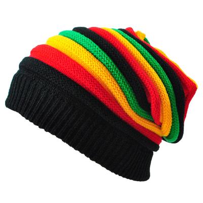 Winter Warme Mütze Jamaika Slouch Beanie Winter Warme Mütze Baskenmütze Winter Reggae Baggy Bunte Streifen Sombrero