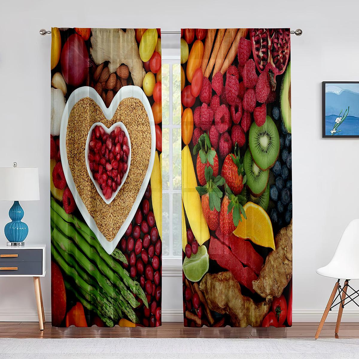 

Прозрачная вуаль с узором быстрого питания, занавеска для пиццы, гамбургера, картофеля фри, шифоновые тюлевые шторы для кухни, гостиной, спальни, декор окна 1 PCS W100XH250cm&Grommet Top