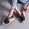 Fashion Summer Women's Sandals 2024 Straw braided Wedge Heels Espadrille Sandals Big Size Female Shoes Female Gladiator Slingback Shoes