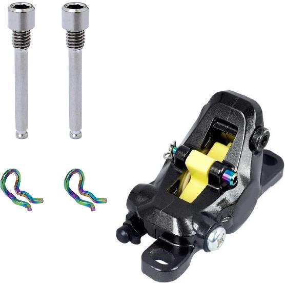 4 Sets Bicycle Titanium Alloy Pin Caliper Screws Brake Pad Bolt M4 Disc Brake Caliper Bolt with Clips Compatible with Shimano