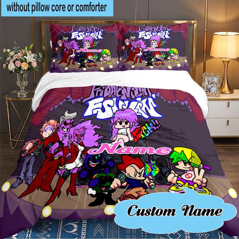 Custom Name 3PCS Friday Night Bedding Set Including 1pc Duvet Cover And 2pcs Pillowcases for Bedroom, Dormitory Gift Home Decor