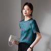 SOFSIL Women's Elegant Chinese Print Short-Sleeve Top