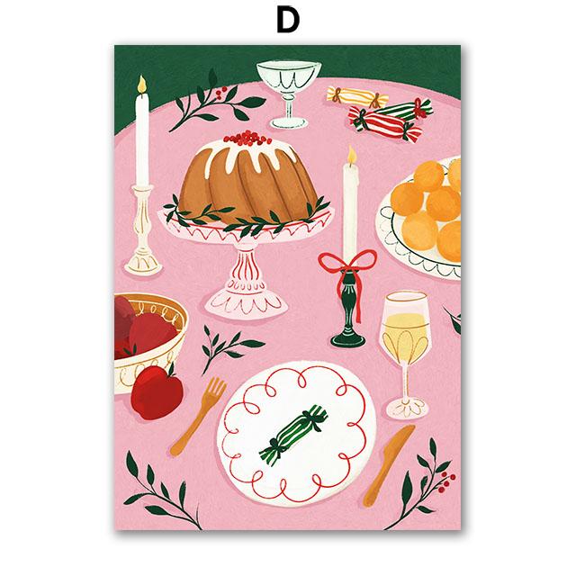 Christmas Tree Girl Santa Claus Car Gift Party Wall Art Canvas Painting Nordic Posters Prints Picture For Living Room Home Decor