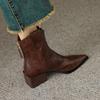 Damen Western Cowgirl Stiefel 2026 Spitz Zehen Mode Zum Hineinschlüpfen Chelsea Stiefeletten Retro Stil Herbst Damen Dicke Ferse Schuhe Ferse 5CM