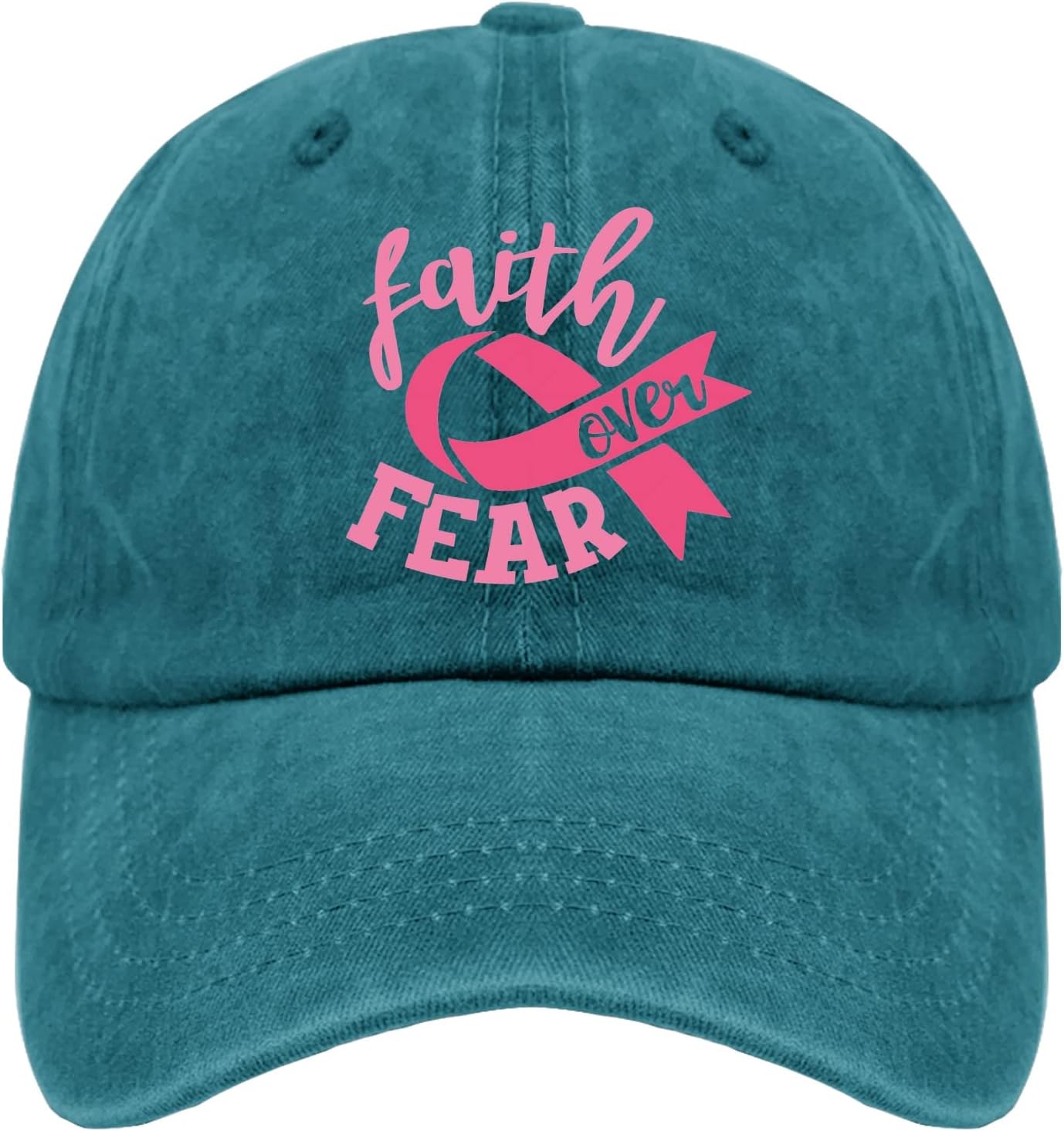 

Faith Over Fear Breast Cancer Awareness Baseball Cap Polyester Casual Adjustable Sports Hat One Size