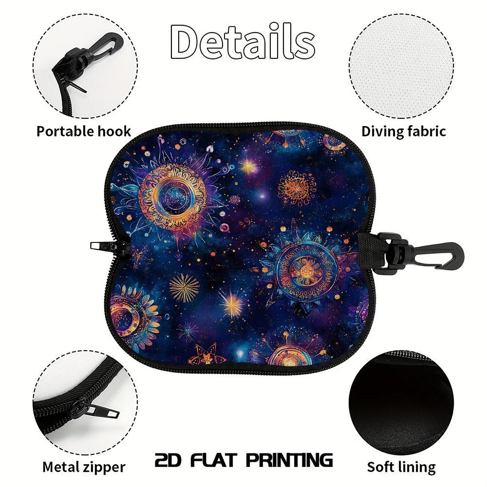 2D-Celestial Galaxy Mandala Print Eyewear Organizer, Sunglasses Case, Soft Protective Spectacle Pouch, Portable Travel Accessories for Women