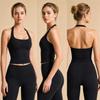 Dfyne Impact Seamless Halter Neck Yoga Tank Top with Chest Pads and Stylish Back Design