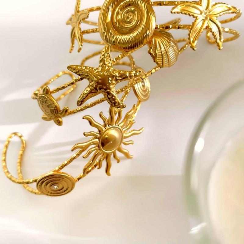 Öffnungsbare Sommer Strand Thema Seestern Muschel Anhänger Armschmuck Edelstahl Verstellbares Armband für den täglichen Gebrauch