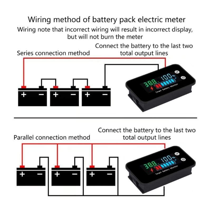 LED-Display Voltmeter Wasserdicht Auto-Batterie Ladezustandsanzeigen 7-100V Lithium-Batteriekapazitätstester