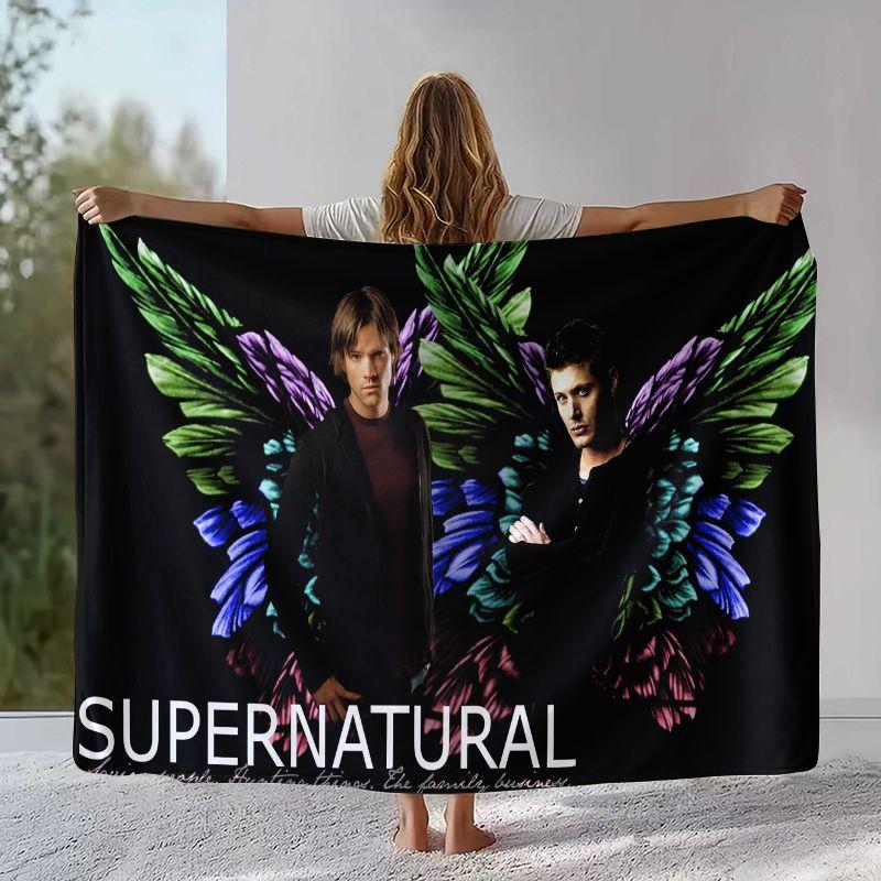 SPN Supernatural Dean Sam TV Flannel Blanket,Ultra Soft Warm Plush Throw for Home Bedroom Bed Sofa Cover Office Camping Picnic