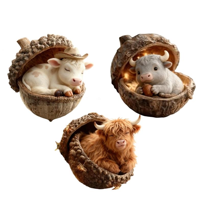 2D Acrylic Highlands Cow Christmas Ornament Christmas Tree Ornament Farm Animal Decors Christmas Tree Hanging Decors