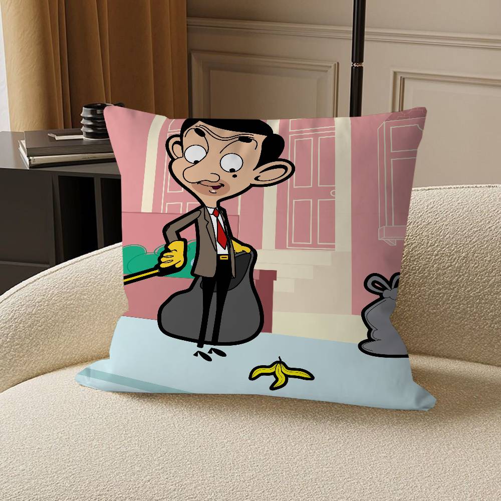 Animated Mr.Bean Cushion Cover Car Throw Pillow Case For Sofa Car Christmas Gift 40x40cm 45x45cm