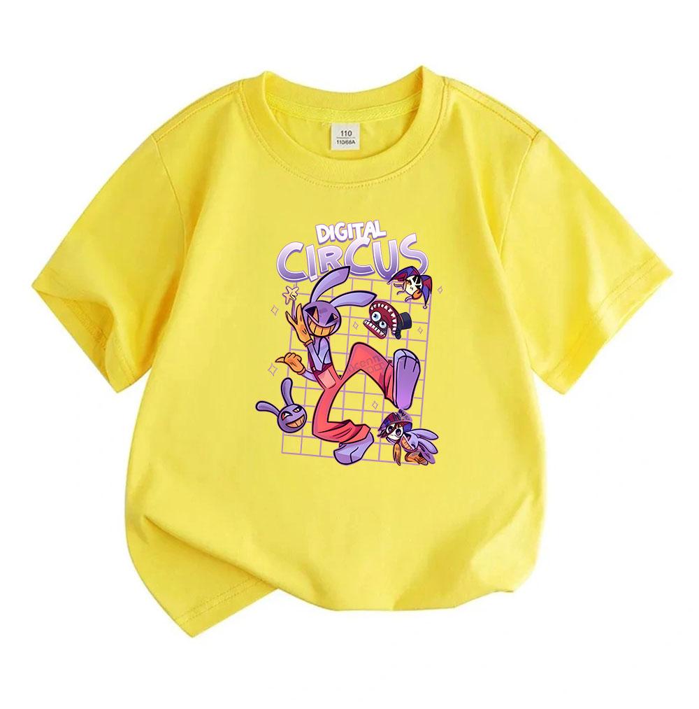 Kinder Jungen Mädchen 100% Baumwolle Kurzarm Rundhals T-Shirt, Lustiger Digitaler Zirkus Cartoon Druck Lässige Bequeme T-Shirts für Kinder Tägliches Tragen