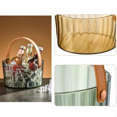 BBQ Ice Bucket Table Storage Tra Round Clear PP Fruit Basket with Handle for Outdoor Picnic Party Y Ins Style for Gathering