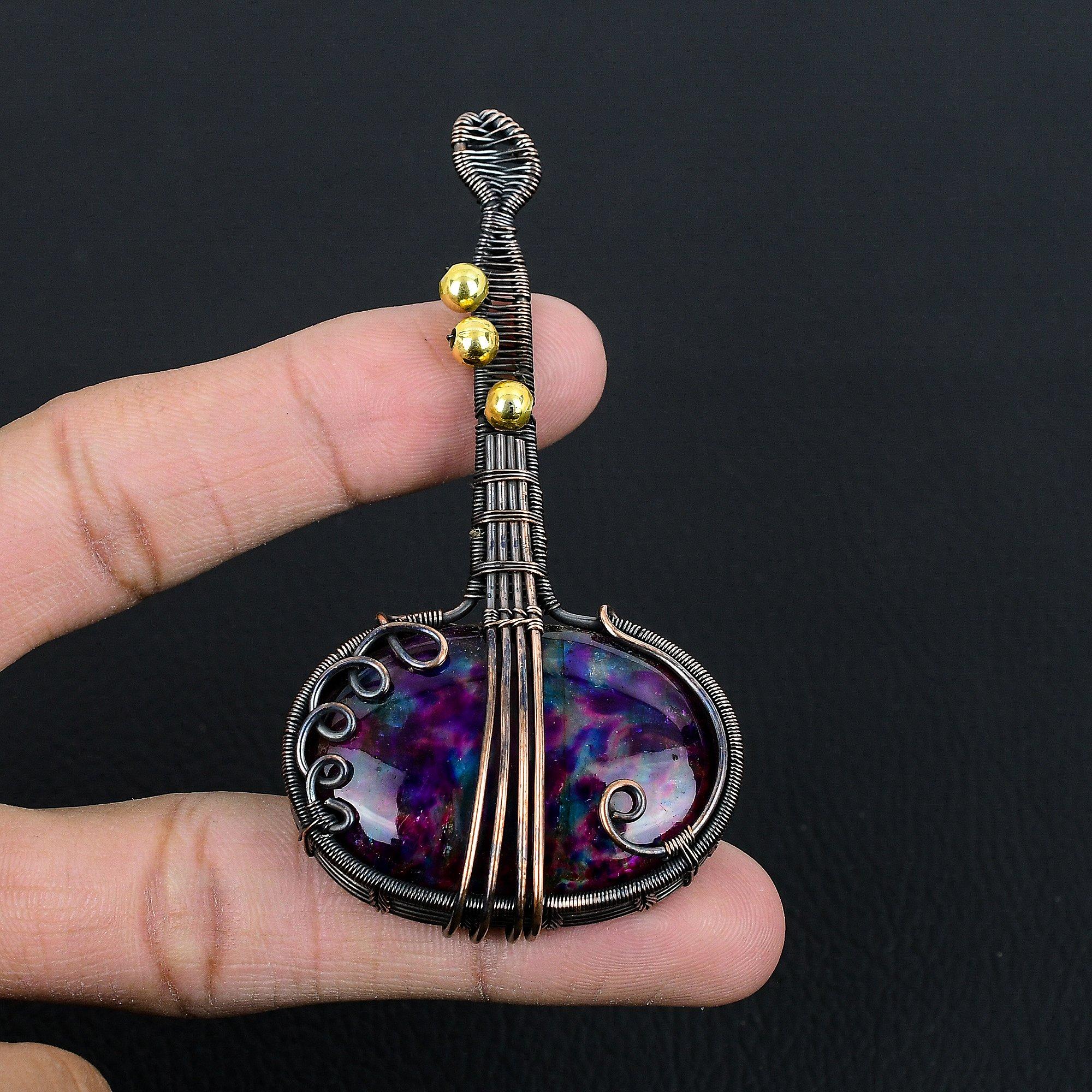 

Кулон из лабрадорита с мульти-иризацией, ювелирное изделие из драгоценного камня, кулон, оплетенный медной проволокой 999 пробы, подарок для женщин, кулон ручной работы 2.55 Inches