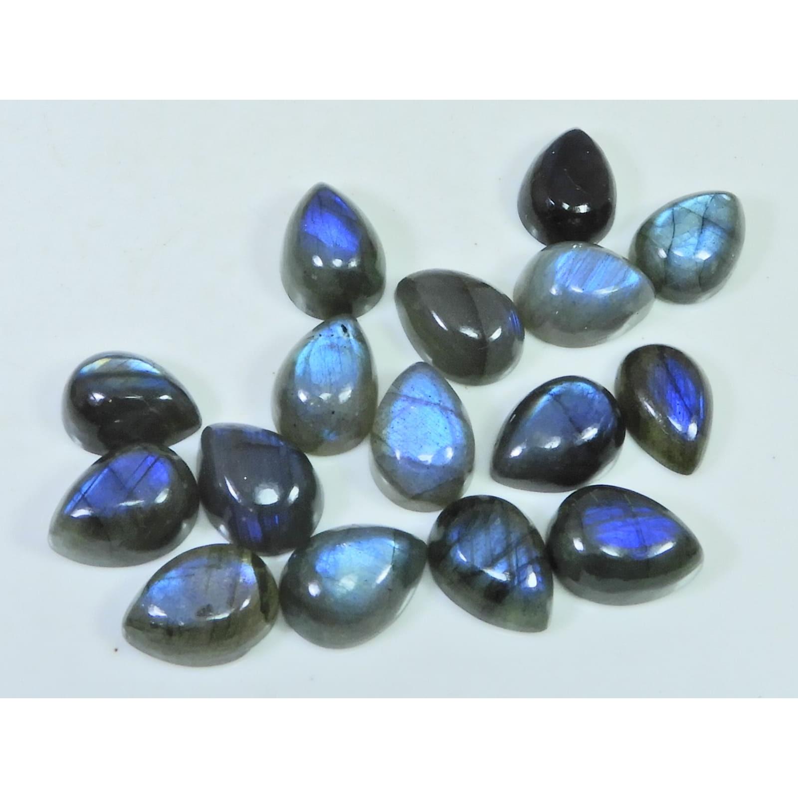 10X13MM Natural Labradorite Blue Fire Pear Cabochon Loose Gemstone 16Pcs Lot C-1127