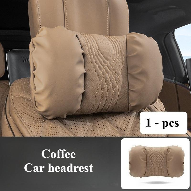 HQZQB1 Luxury Nappa Leather Car Neck Pillow and Seat Pillow Soft Car Headrest Waist Pillow Seat Accessories Car Headrest and Lumbar Set