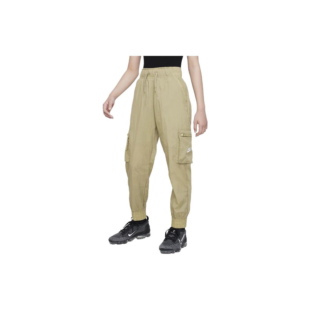 Nike Solid Color Pocket Drawstring Knit Sports Pants Kids bottoms Khaki DD6285-276