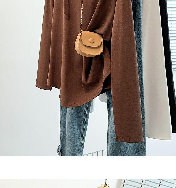 Plus Size Irregular One-Shoulder Long-Sleeve T-Shirt - Women's New Loose Slimming Top for Spring and Autumn