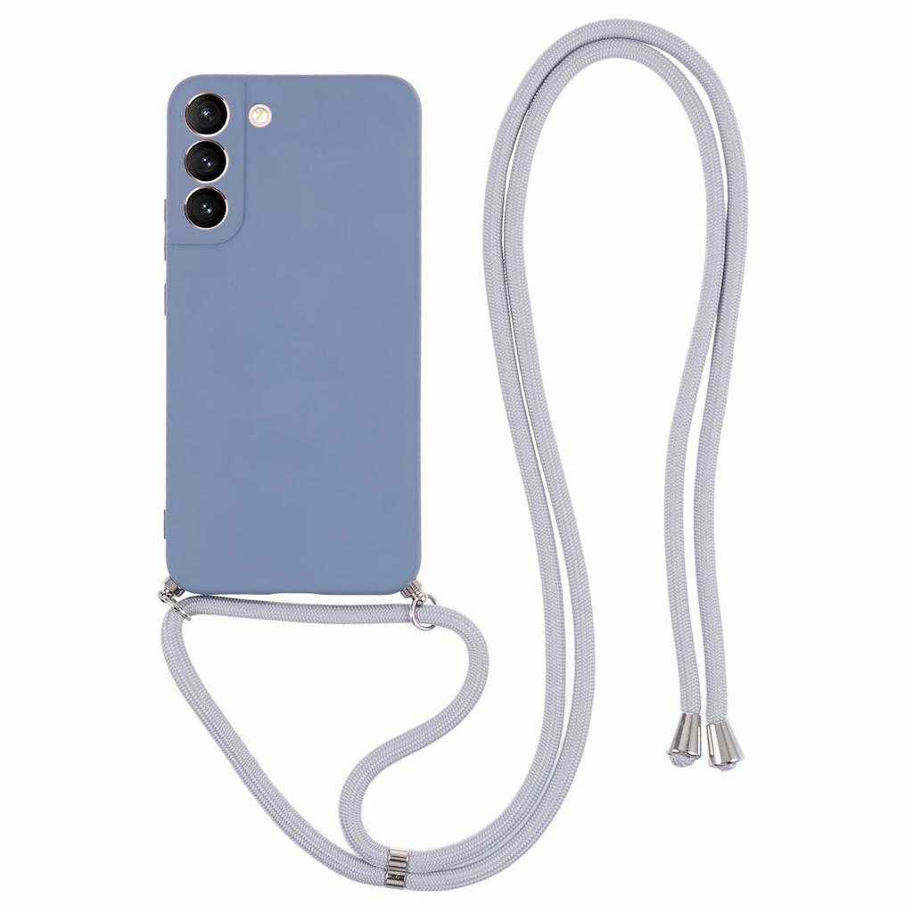 For Samsung Galaxy S21 4G/5G Case Rubberized Fiber Lining Cover with Long Lanyard