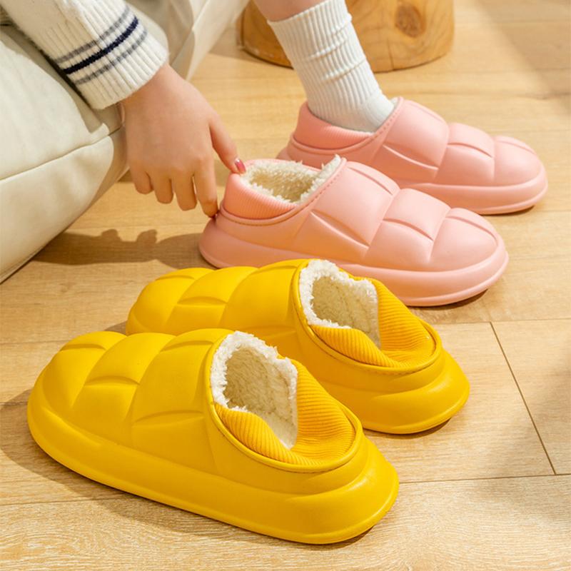 Fashion Thickened Short Plush Women's Boots Eva Waterproof Non-Slip Snow Boots Comfortable Soft-Soled Solid Color Womens Home Shoes