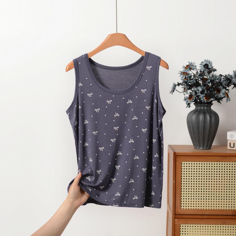 XL To 8XL Plus Size Modal O-Neck Tank Top Summer Women's Sleeveless Tops Bowknot Cami Vest Casual Loose Tees Base Layer Undershirt