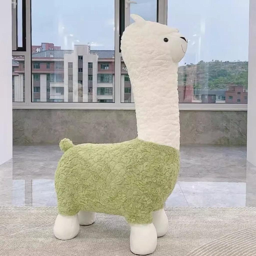 Oversized Alpaca Stool - Internet Famous Creative Plush Animal Seat, Living Room Floor Decor & Housewarming Gift, Furniture