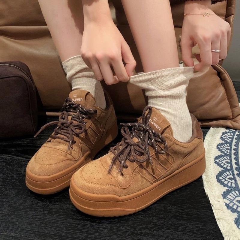 Cowhide version~ leather board shoes women's new autumn and winter retro sports and leisure shoes versatile warm little white shoes