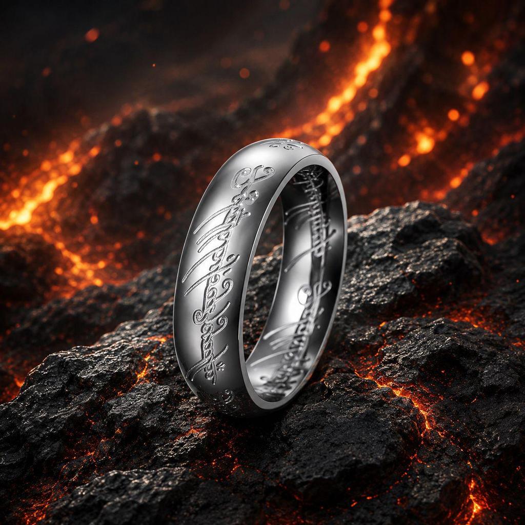 Multi-color Lord of the Rings Men's Stainless Steel Ring, 6mm, Fade-Resistant.