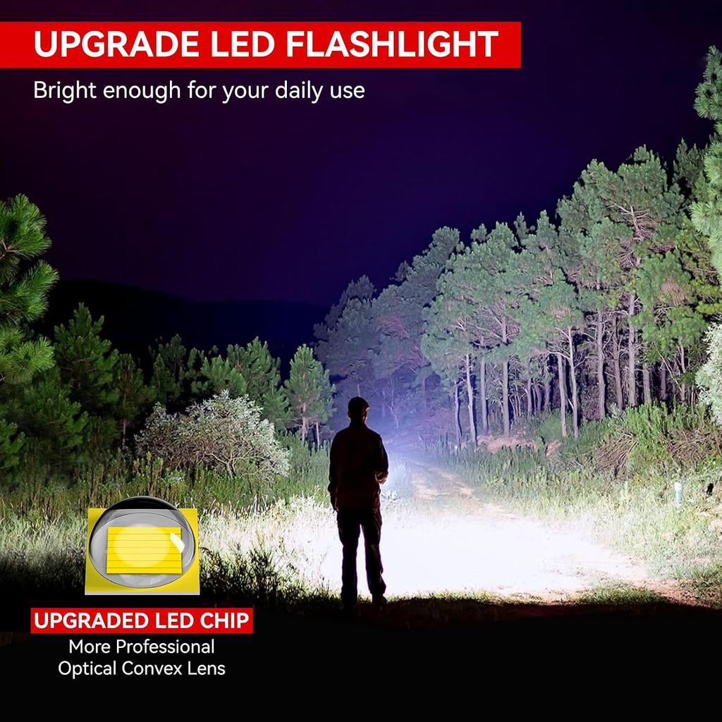 LETMY Tactical Flashlight S2000-2 Pack Bright Military Grade LED Flashlights High Lumens - Portable Handheld Flash Light, 5 Modes Zoomable Waterproof
