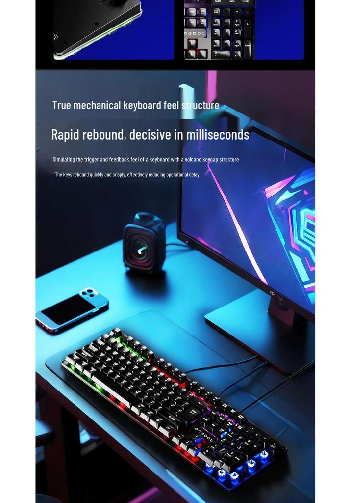 Seven-Color Luminous G100 Wired USB Gaming Keyboard