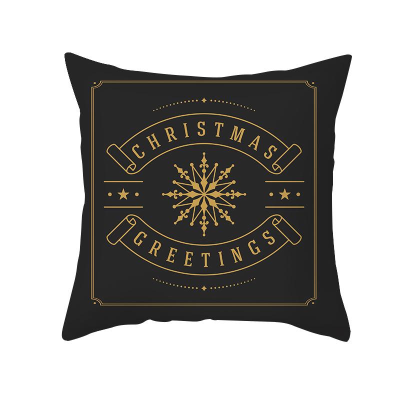 New Black Hot Stamping Christmas Pillow Cover Golden Elk Christmas Tree Sofa Cushion Cover Home