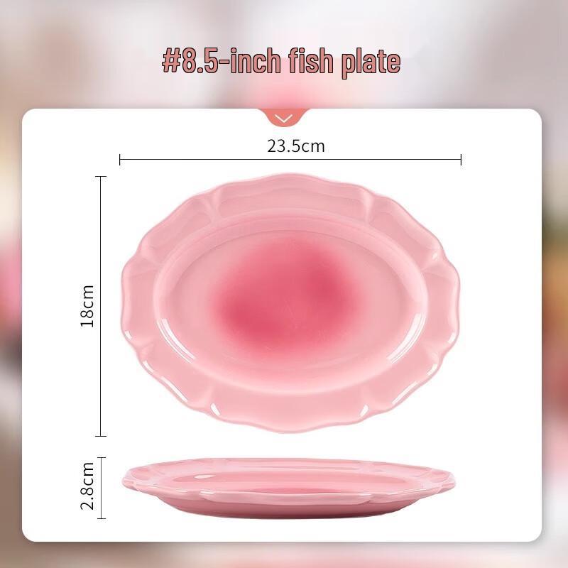 Mode Lanka Nordic Gradient Pink Bone China Fish Plate