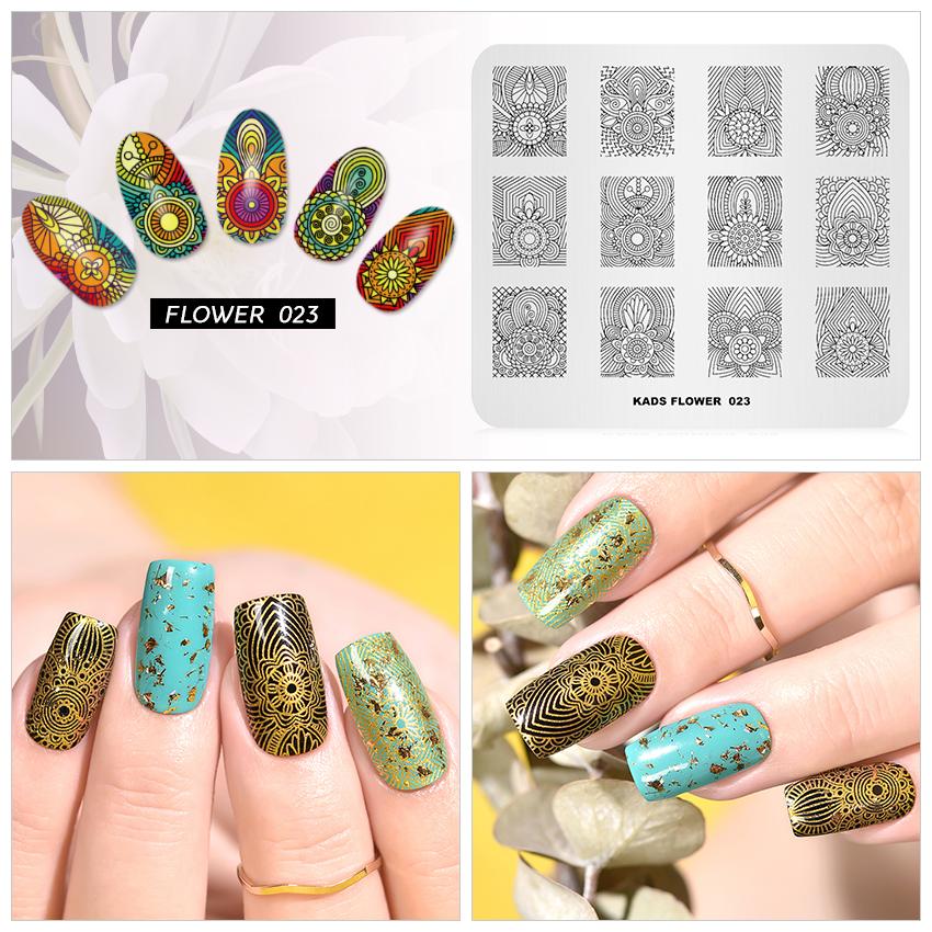 kads Flower 023 Nail Art DIY Stamp Template Nail Stamping Plates Manicure Plate Tools