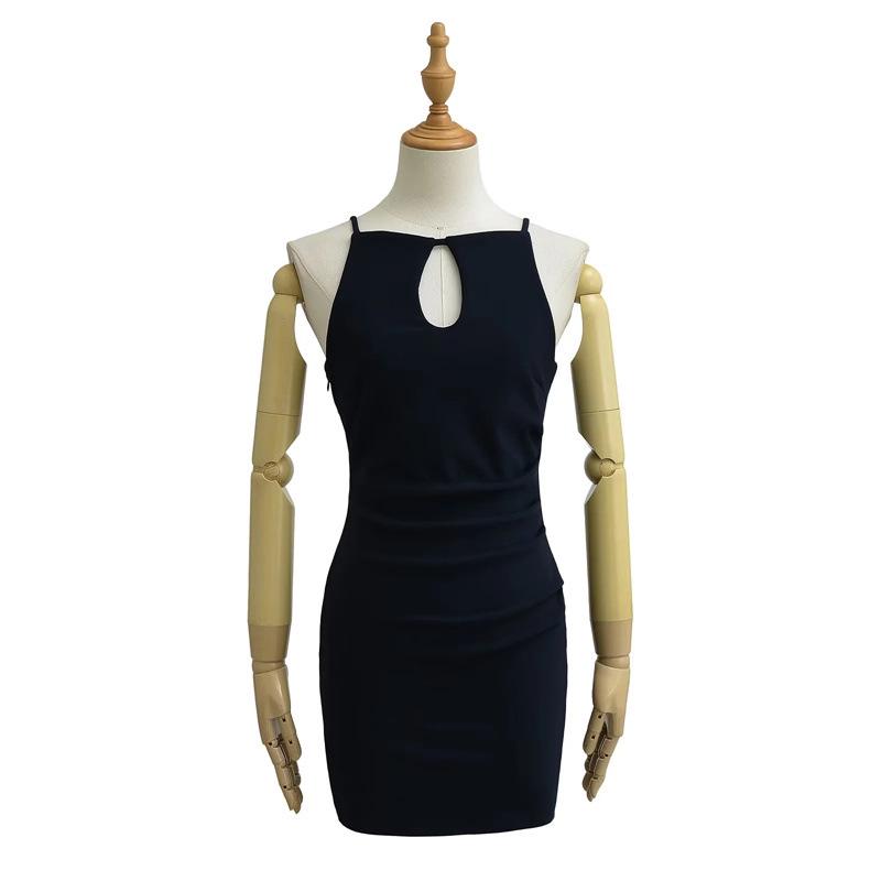 Retro Slim Off-the-Shoulder Pleated Bodycon Mini Dress