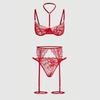 "Women's Lace Crotchless Lingerie Set with Garter Belt - European & American Style"