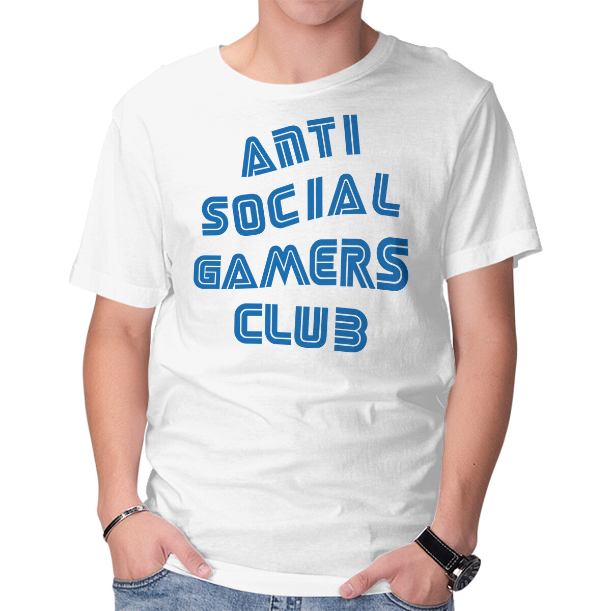 Unisex Crew Neck T-Shirt Antisocial Gamer Graphic Short Sleeve Casual Tee XS